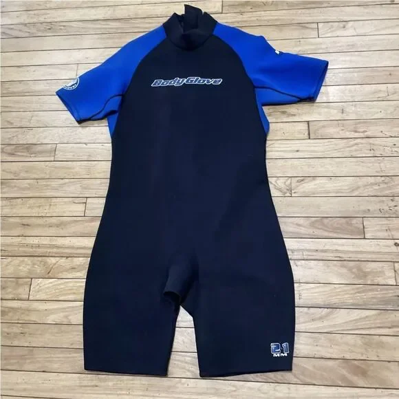 BODY GLOVE Pro Series Wetsuit Mens XXL 2.1 MM Blue Black Short Sleeve 3/4 2XL